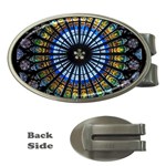 Stained Glass Rose Window In France s Strasbourg Cathedral Money Clips (Oval)  Front