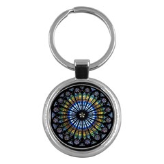 Stained Glass Rose Window In France s Strasbourg Cathedral Key Chains (round)  by BangZart