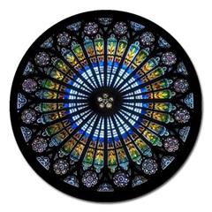 Stained Glass Rose Window In France s Strasbourg Cathedral Magnet 5  (round) by BangZart