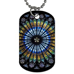 Stained Glass Rose Window In France s Strasbourg Cathedral Dog Tag (two Sides)