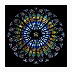 Stained Glass Rose Window In France s Strasbourg Cathedral Medium Glasses Cloth (2-side) by BangZart