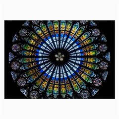 Stained Glass Rose Window In France s Strasbourg Cathedral Large Glasses Cloth (2-side) by BangZart