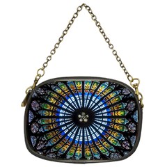 Stained Glass Rose Window In France s Strasbourg Cathedral Chain Purses (one Side)  by BangZart