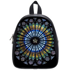 Stained Glass Rose Window In France s Strasbourg Cathedral School Bags (small)  by BangZart