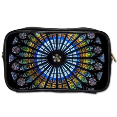 Stained Glass Rose Window In France s Strasbourg Cathedral Toiletries Bags by BangZart