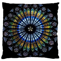 Stained Glass Rose Window In France s Strasbourg Cathedral Large Cushion Case (one Side) by BangZart