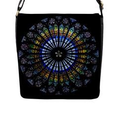 Stained Glass Rose Window In France s Strasbourg Cathedral Flap Messenger Bag (l)  by BangZart