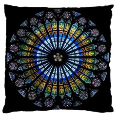 Stained Glass Rose Window In France s Strasbourg Cathedral Standard Flano Cushion Case (one Side) by BangZart