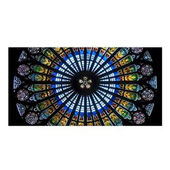 Stained Glass Rose Window In France s Strasbourg Cathedral Satin Shawl by BangZart