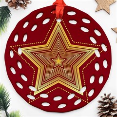 Christmas Star Seamless Pattern Round Filigree Ornament (two Sides) by BangZart