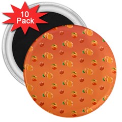 Peach Fruit Pattern 3  Magnets (10 Pack)  by paulaoliveiradesign