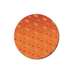 Peach Fruit Pattern Rubber Round Coaster (4 Pack)  by paulaoliveiradesign