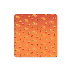 Peach Fruit Pattern Square Magnet by paulaoliveiradesign