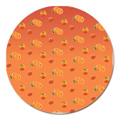 Peach Fruit Pattern Magnet 5  (round)