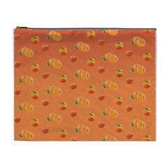 Peach Fruit Pattern Cosmetic Bag (xl) by paulaoliveiradesign