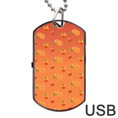 Peach Fruit Pattern Dog Tag Usb Flash (one Side) by paulaoliveiradesign