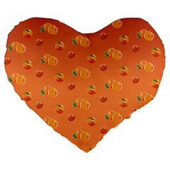 Peach Fruit Pattern Large 19  Premium Heart Shape Cushions