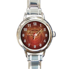 The Rusty Red Fractal Scarab Of Fiery Old Man Ra Round Italian Charm Watch by jayaprime