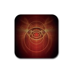 The Rusty Red Fractal Scarab Of Fiery Old Man Ra Rubber Square Coaster (4 Pack)  by jayaprime