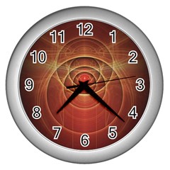 The Rusty Red Fractal Scarab Of Fiery Old Man Ra Wall Clocks (silver)  by jayaprime