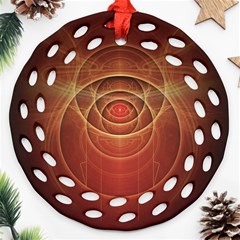 The Rusty Red Fractal Scarab Of Fiery Old Man Ra Ornament (round Filigree) by jayaprime