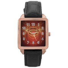 The Rusty Red Fractal Scarab Of Fiery Old Man Ra Rose Gold Leather Watch  by jayaprime