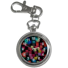 Colorful Horizontal Paint Strokes                         Key Chain Watch by LalyLauraFLM