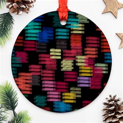 Colorful Horizontal Paint Strokes                         Ornament (round) by LalyLauraFLM