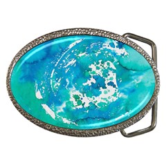 Blue Watercolors Circle                          Belt Buckle by LalyLauraFLM