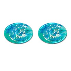 Blue Watercolors Circle                          Cufflinks (oval) by LalyLauraFLM