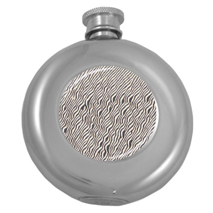 Zebra Pattern Animal Print Round Hip Flask (5 oz)