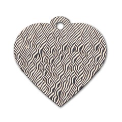 Zebra Pattern Animal Print Dog Tag Heart (two Sides) by paulaoliveiradesign