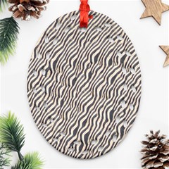 Zebra Pattern Animal Print Oval Filigree Ornament (two Sides) by paulaoliveiradesign