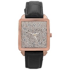 Zebra Pattern Animal Print Rose Gold Leather Watch  by paulaoliveiradesign