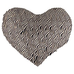 Zebra Pattern Animal Print Large 19  Premium Flano Heart Shape Cushions by paulaoliveiradesign