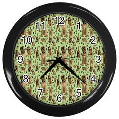 Puppy Dog Pattern Wall Clocks (black)