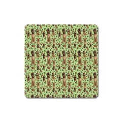 Puppy Dog Pattern Square Magnet by BangZart