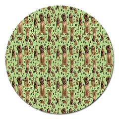 Puppy Dog Pattern Magnet 5  (round) by BangZart