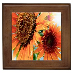 Sunflower Art  Artistic Effect Background Framed Tiles by BangZart