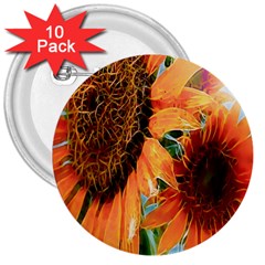 Sunflower Art  Artistic Effect Background 3  Buttons (10 Pack)  by BangZart