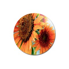 Sunflower Art  Artistic Effect Background Magnet 3  (round) by BangZart