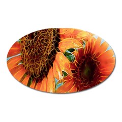 Sunflower Art  Artistic Effect Background Oval Magnet by BangZart