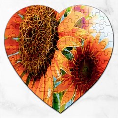 Sunflower Art  Artistic Effect Background Jigsaw Puzzle (heart) by BangZart