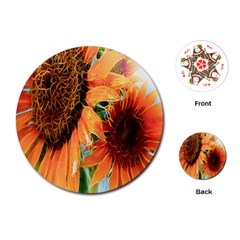 Sunflower Art  Artistic Effect Background Playing Cards (round)  by BangZart