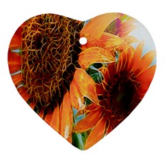 Sunflower Art  Artistic Effect Background Heart Ornament (two Sides) by BangZart