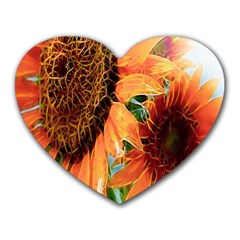 Sunflower Art  Artistic Effect Background Heart Mousepads by BangZart