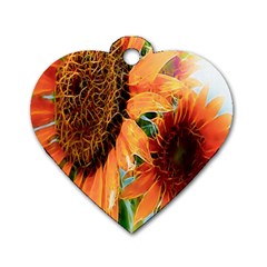 Sunflower Art  Artistic Effect Background Dog Tag Heart (one Side) by BangZart