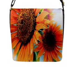 Sunflower Art  Artistic Effect Background Flap Messenger Bag (l)  by BangZart