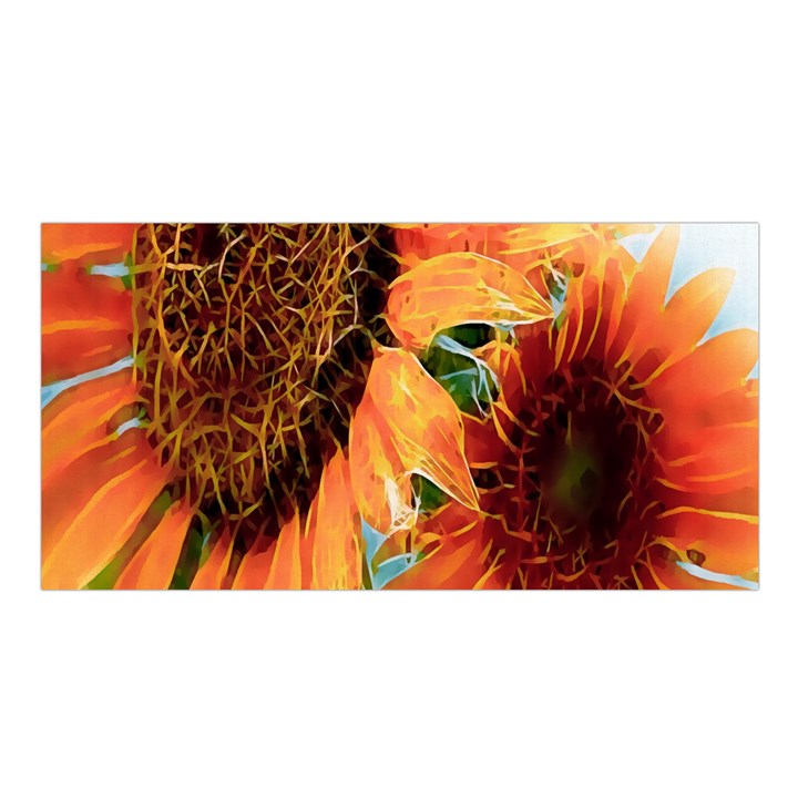 Sunflower Art  Artistic Effect Background Satin Shawl