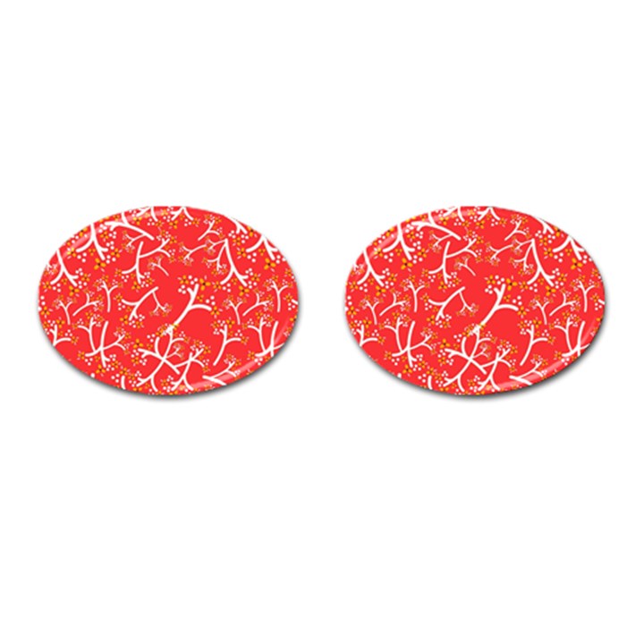 Small Flowers Pattern Floral Seamless Pattern Vector Cufflinks (Oval)